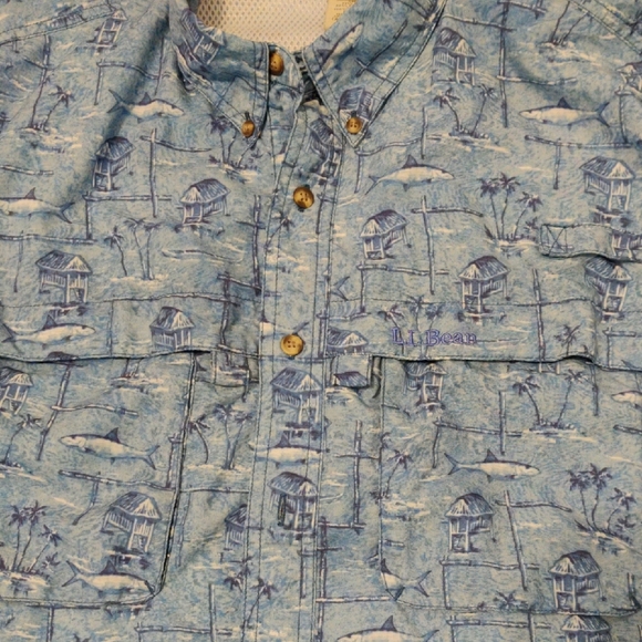 L.L. Bean Blue Casual Button Down Shirt - Picture 5 of 13